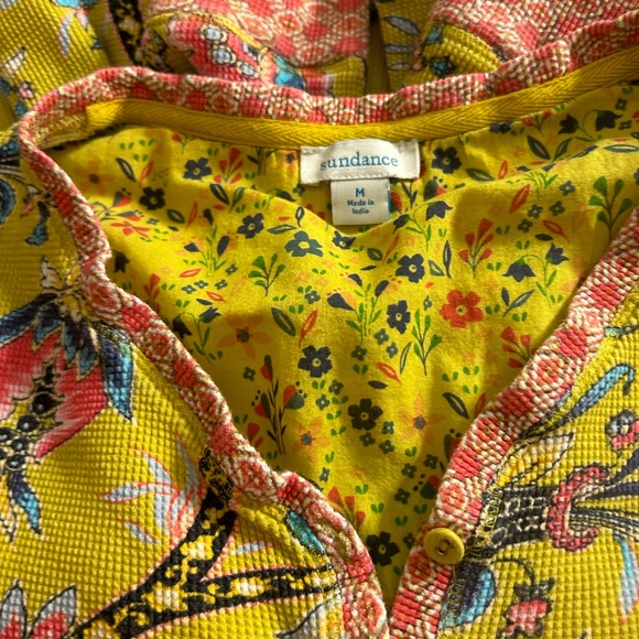 SUNDANCE 100% COTTON MULTI COLORED PAISLEY FLORAL THERMAL STYLE WOMEN’S PJS MED - Picture 5 of 11